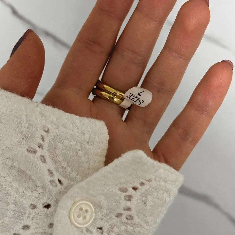 SKU:0029 vintage gold double ring with zircon stone Vintage inspired+in gift box
